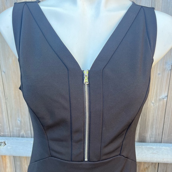 Kenneth Cole Bodycon Dress Black with Silver Front Zipper - Picture 2 of 5